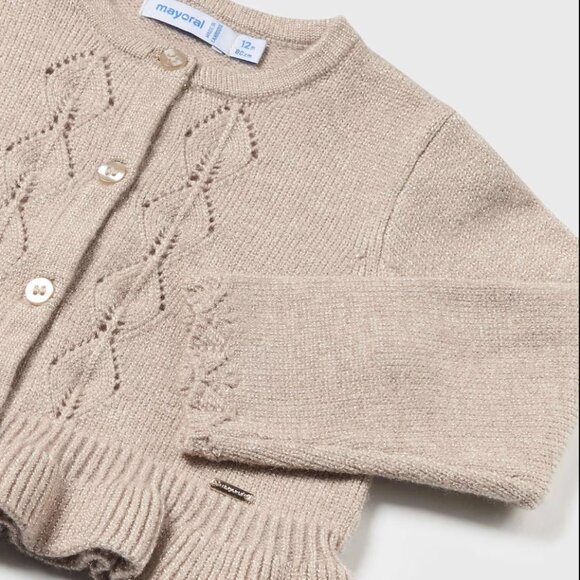 Mayoral Baby Knit Ruffled Cardigan - Gold 6 Months - Picture 2 of 3